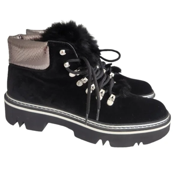 Pollini Velvet Lace Up Booties - Picture 2 of 11